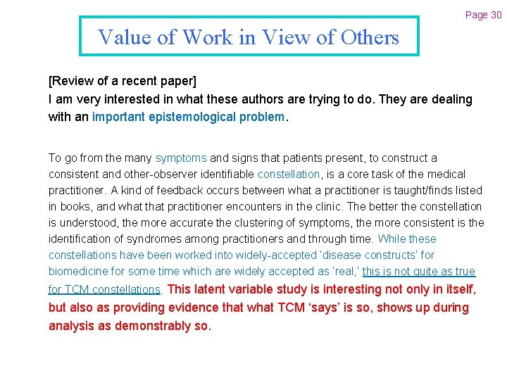 Page 30 Value of Work in View of Others [Review of a recent paper]