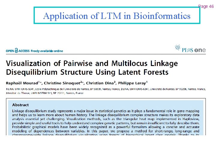 Page 46 Application of LTM in Bioinformatics 