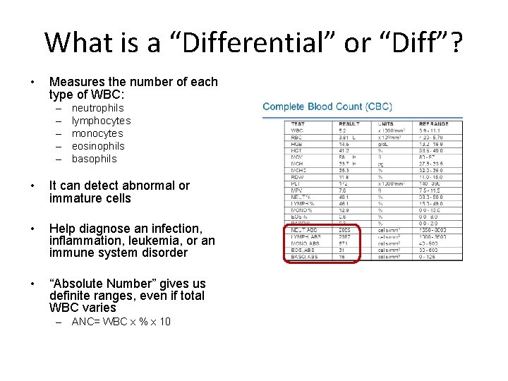 What is a “Differential” or “Diff”? • Measures the number of each type of