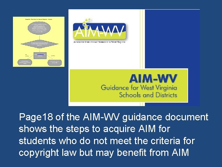 Page 18 of the AIM-WV guidance document shows the steps to acquire AIM for