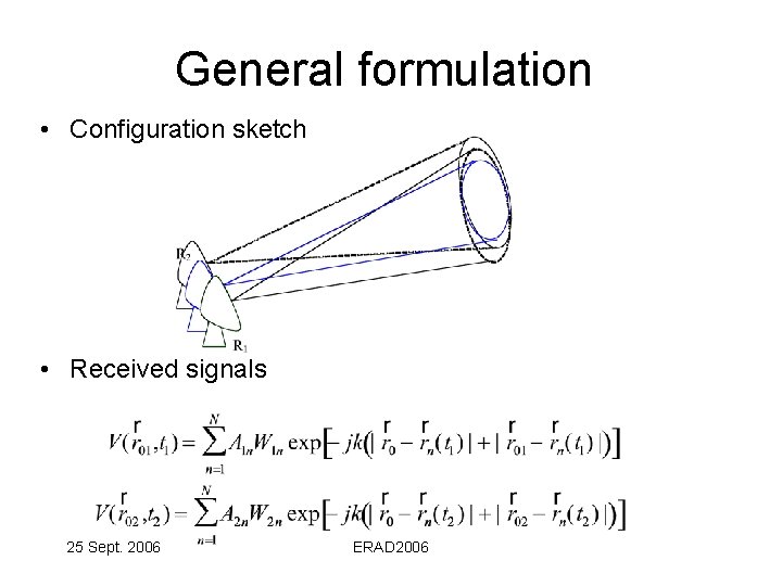 General formulation • Configuration sketch • Received signals 25 Sept. 2006 ERAD 2006 