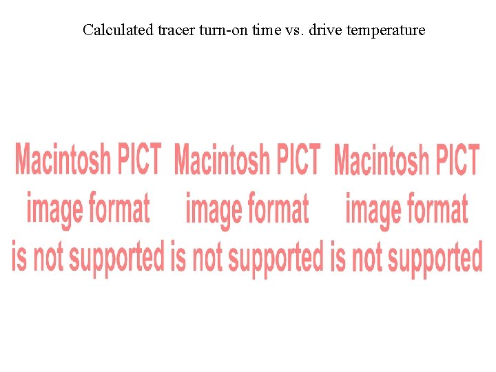 Calculated tracer turn-on time vs. drive temperature 