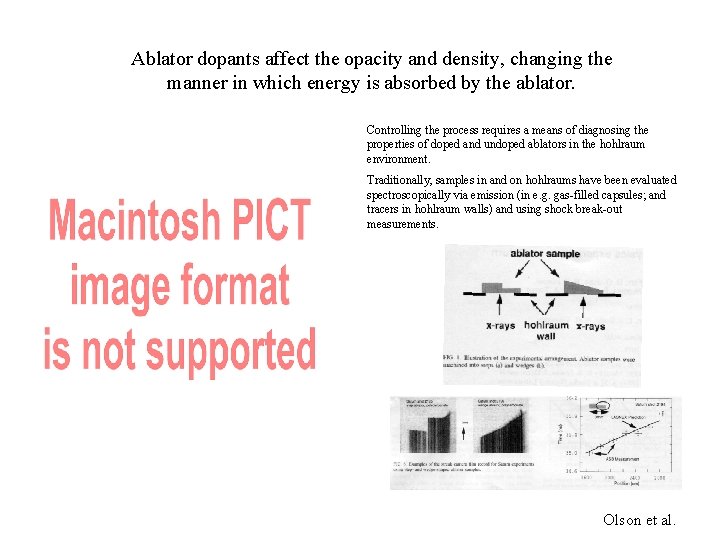 Ablator dopants affect the opacity and density, changing the manner in which energy is