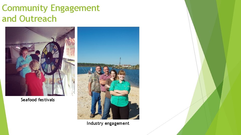 Community Engagement and Outreach Seafood festivals Industry engagement 