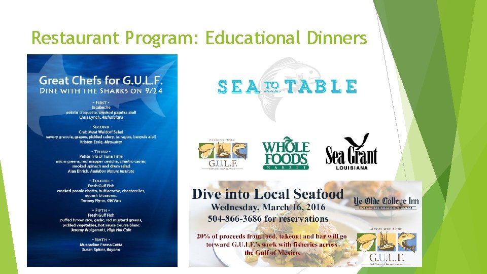 Restaurant Program: Educational Dinners 
