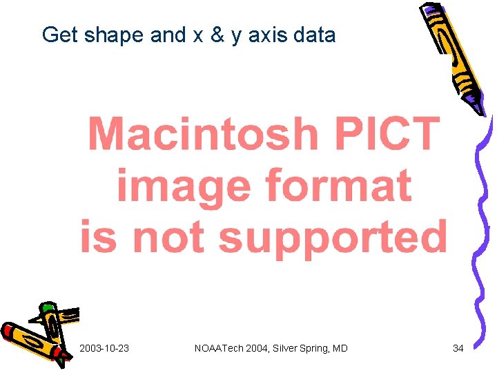 Get shape and x & y axis data 2003 -10 -23 NOAATech 2004, Silver