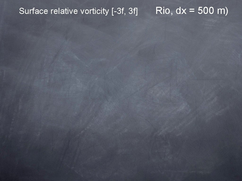Surface relative vorticity [-3 f, 3 f] Rio, dx = 500 m) 