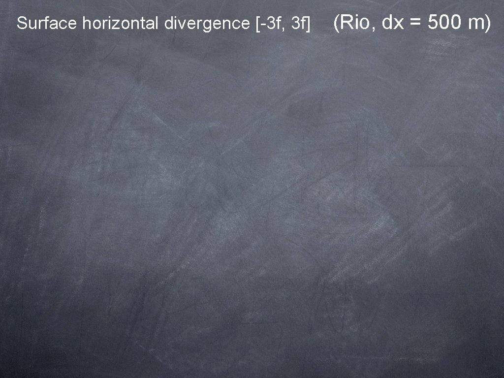 Surface horizontal divergence [-3 f, 3 f] (Rio, dx = 500 m) 