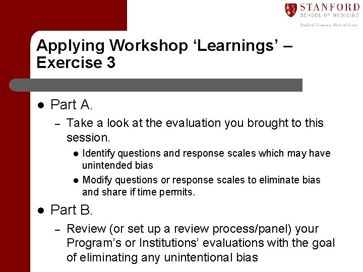 Applying Workshop ‘Learnings’ – Exercise 3 l Part A. – Take a look at