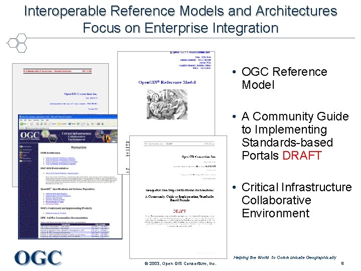 Interoperable Reference Models and Architectures Focus on Enterprise Integration • OGC Reference Model •