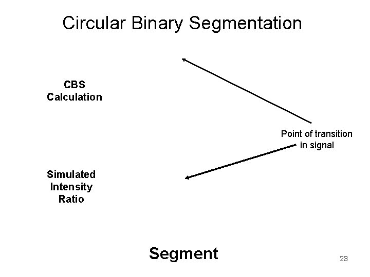 Circular Binary Segmentation CBS Calculation Point of transition in signal Simulated Intensity Ratio Segment