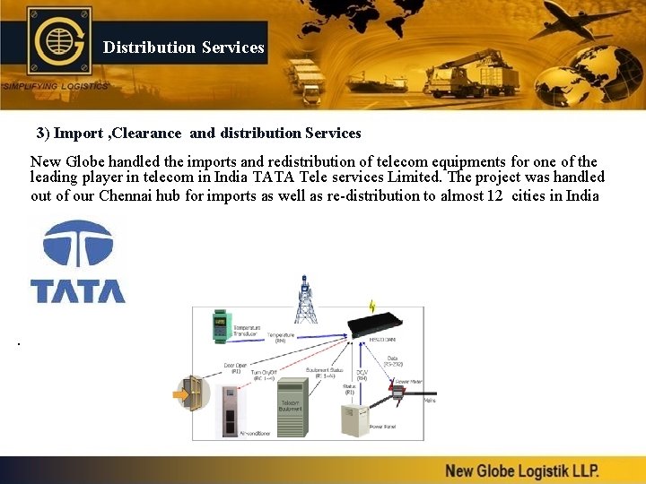 Distribution Services 3) Import , Clearance and distribution Services New Globe handled the imports