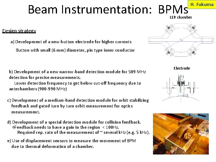 Beam Instrumentation: BPMs H. Fukuma LER chamber Design strategy a) Development of a new