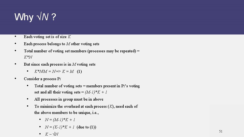 Why N ? • • • Each voting set is of size K •
