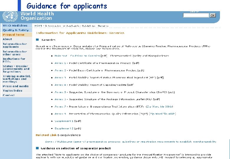 Guidance for applicants Department of Medicines Policy and Standards, Health Technology and Pharmaceuticals 11