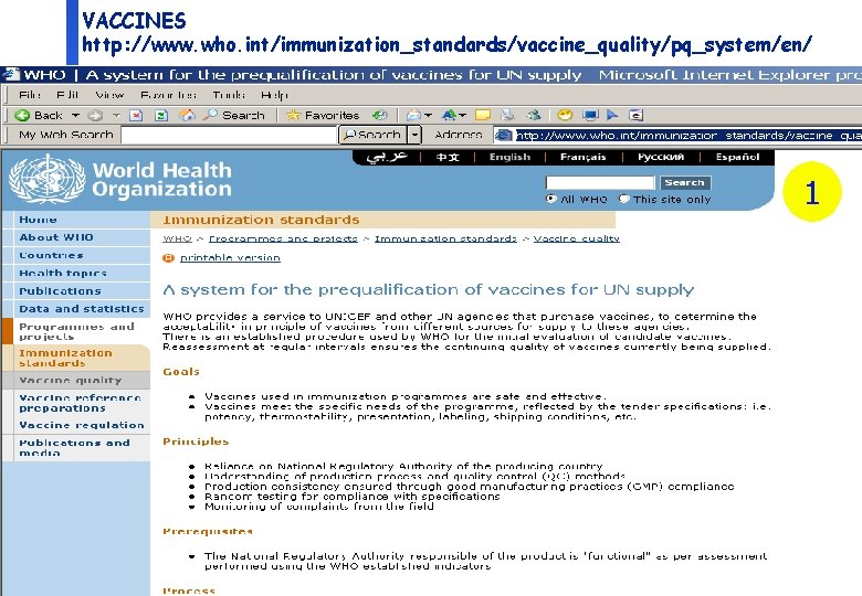 VACCINES http: //www. who. int/immunization_standards/vaccine_quality/pq_system/en/ 1 Department of Medicines Policy and Standards, Health Technology