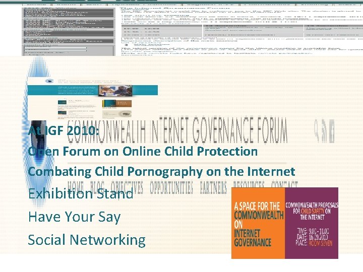 At IGF 2010: Open Forum on Online Child Protection Combating Child Pornography on the