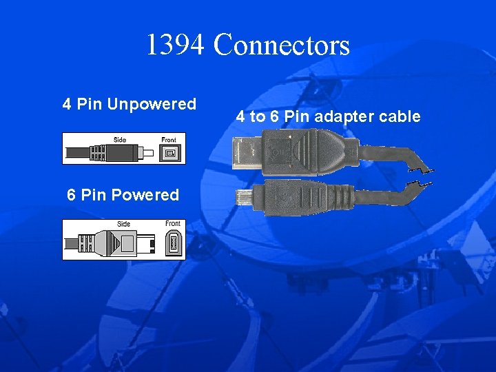 1394 Connectors 4 Pin Unpowered 6 Pin Powered 4 to 6 Pin adapter cable