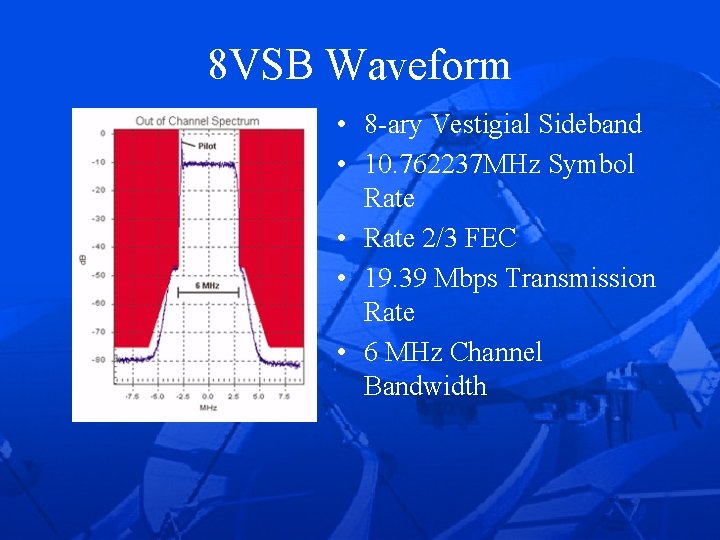 8 VSB Waveform • 8 -ary Vestigial Sideband • 10. 762237 MHz Symbol Rate