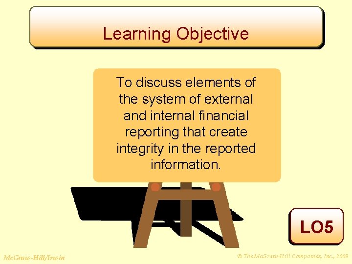Learning Objective To discuss elements of the system of external and internal financial reporting