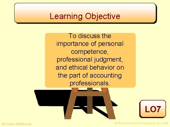 Learning Objective To discuss the importance of personal competence, professional judgment, and ethical behavior