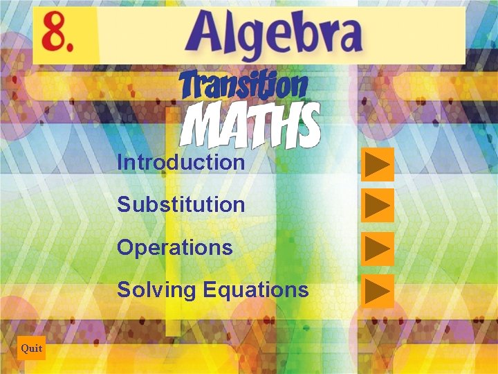 Introduction Substitution Operations Solving Equations Quit 