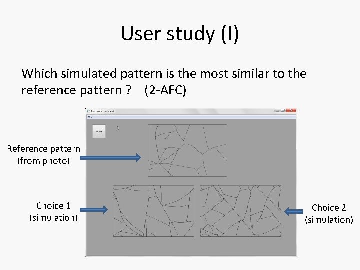 User study (I) Which simulated pattern is the most similar to the reference pattern