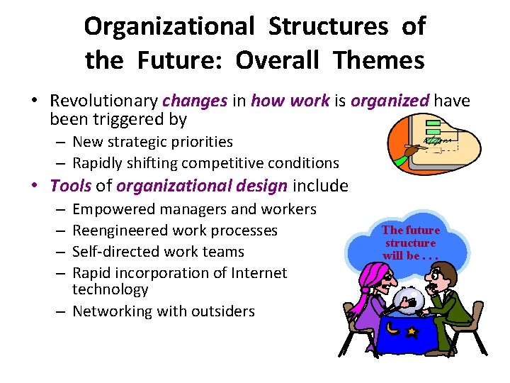 Organizational Structures of the Future: Overall Themes • Revolutionary changes in how work is