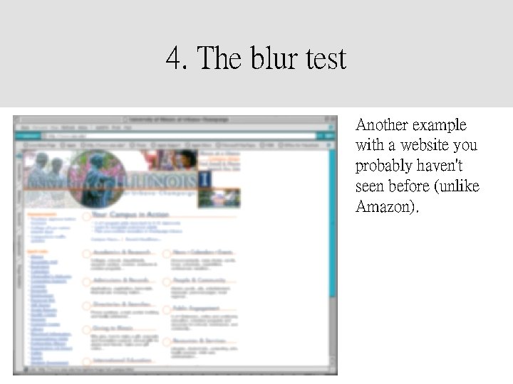 4. The blur test Another example with a website you probably haven't seen before