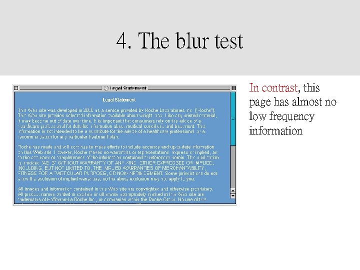 4. The blur test In contrast, this page has almost no low frequency information