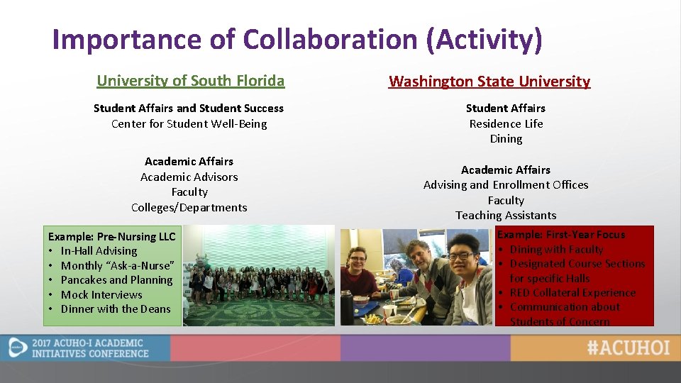 Importance of Collaboration (Activity) University of South Florida Student Affairs and Student Success Center