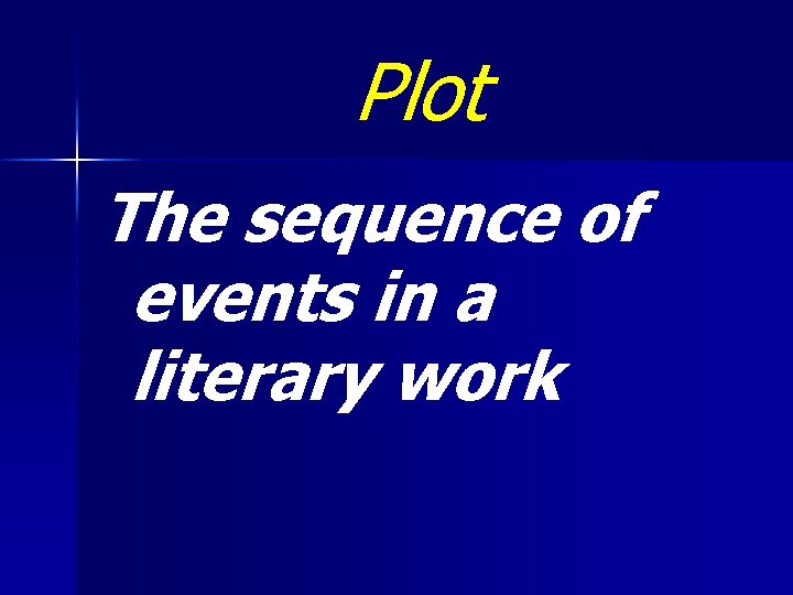 Plot The sequence of events in a literary work 