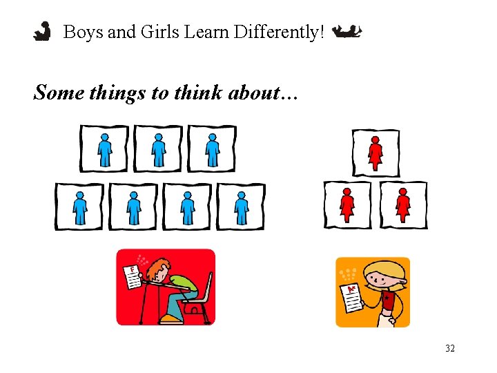 Boys and Girls Learn Differently! Some things to think about… 32 