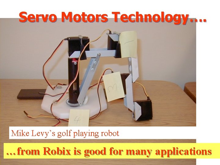 Servo Motors Technology…. Mike Levy’s golf playing robot …from Robix is good for many