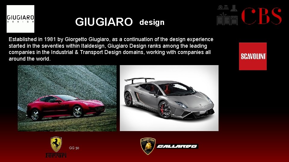 GIUGIARO design Established in 1981 by Giorgetto Giugiaro, as a continuation of the design