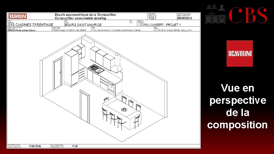 Vue en perspective de la composition 