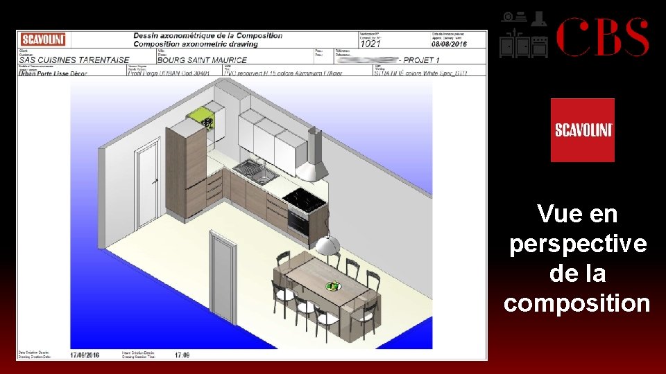 Vue en perspective de la composition 