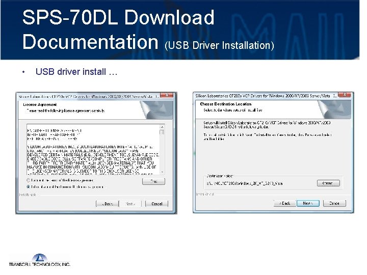 SPS-70 DL Download Documentation (USB Driver Installation) • USB driver install … 