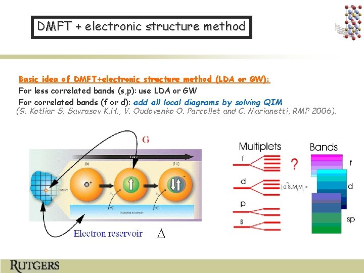 DMFT + electronic structure method Basic idea of DMFT+electronic structure method (LDA or GW):