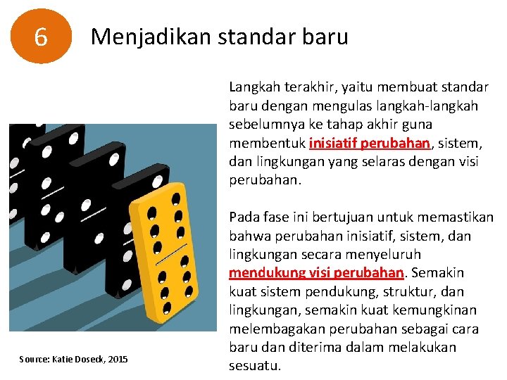 6 Menjadikan standar baru Langkah terakhir, yaitu membuat standar baru dengan mengulas langkah-langkah sebelumnya