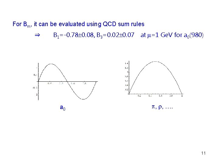 For Bm, it can be evaluated using QCD sum rules ⇒ B 1=-0. 78