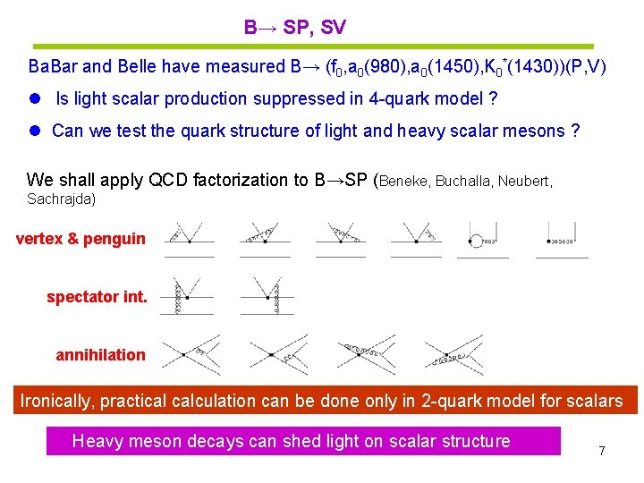 B→ SP, SV Ba. Bar and Belle have measured B→ (f 0, a 0(980),