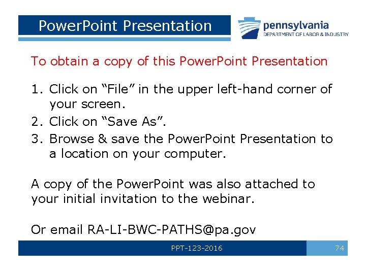 Power. Point Presentation To obtain a copy of this Power. Point Presentation 1. Click