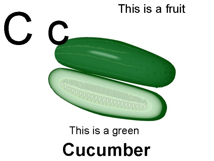 Cc This is a fruit This is a green Cucumber 