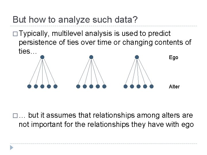 But how to analyze such data? � Typically, multilevel analysis is used to predict