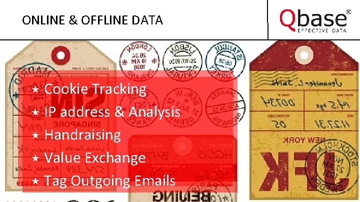 ONLINE & OFFLINE DATA Cookie Tracking IP address & Analysis Handraising Value Exchange Tag