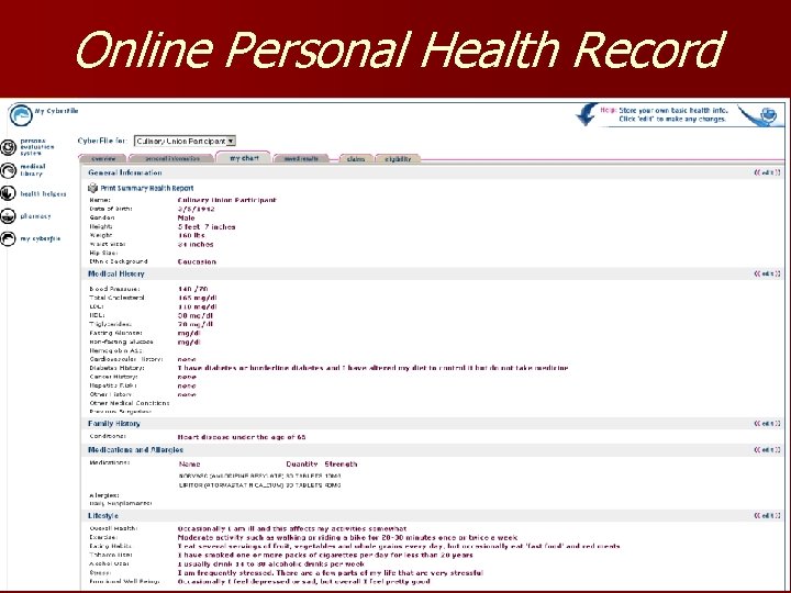 Online Personal Health Record 