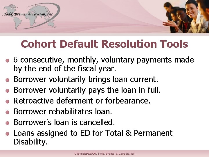 Cohort Default Resolution Tools 6 consecutive, monthly, voluntary payments made by the end of