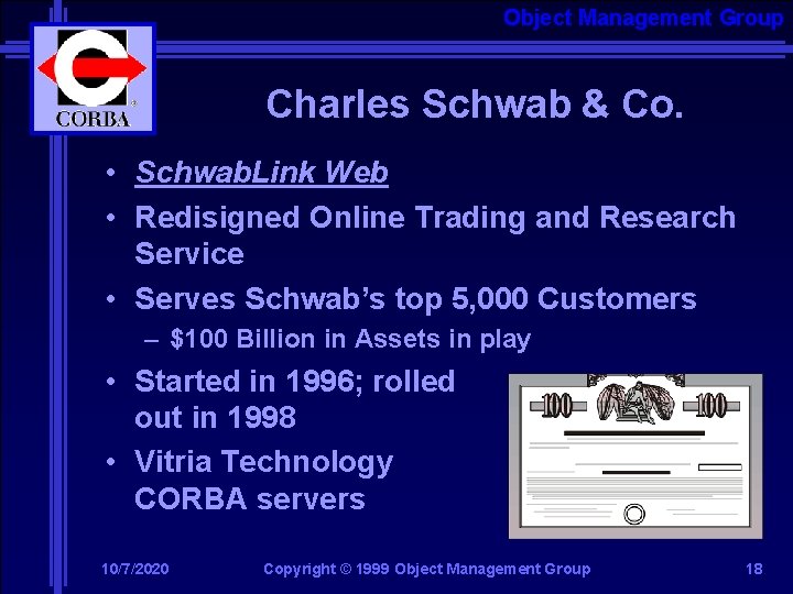 Object Management Group Charles Schwab & Co. • Schwab. Link Web • Redisigned Online