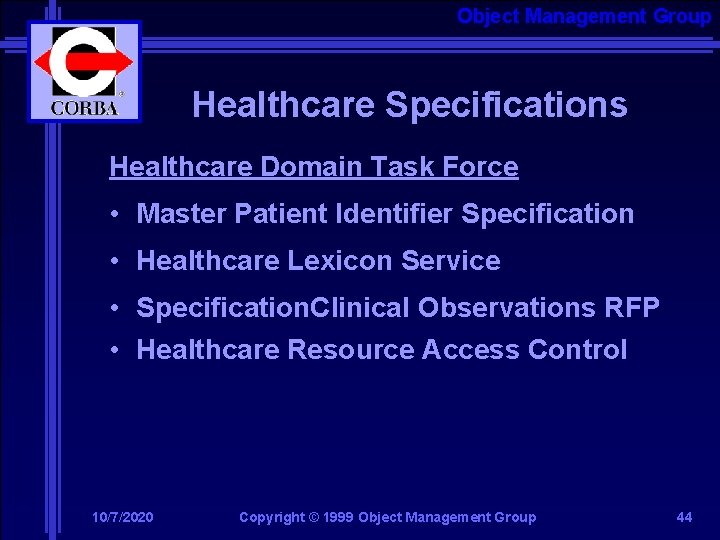 Object Management Group Healthcare Specifications Healthcare Domain Task Force • Master Patient Identifier Specification